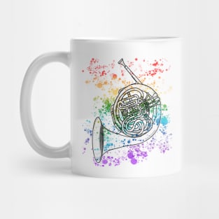 French Horn Rainbow Colours Hornist Brass Musician Mug